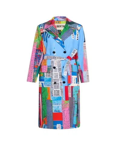 Libertine NYC Cityscape-Print Belted Long Trench Coat | Thumbnail 1