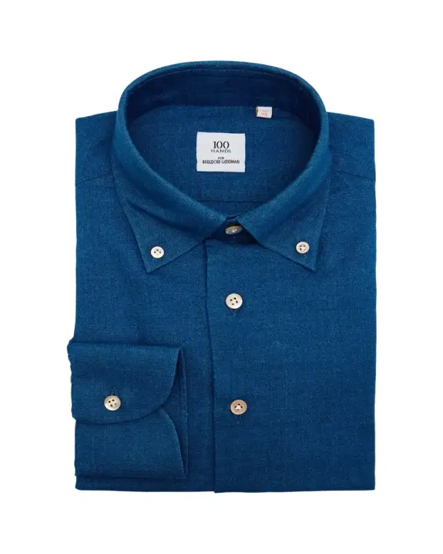 100Hands Men's Japanese Denim Button-Collar Sport Shirt