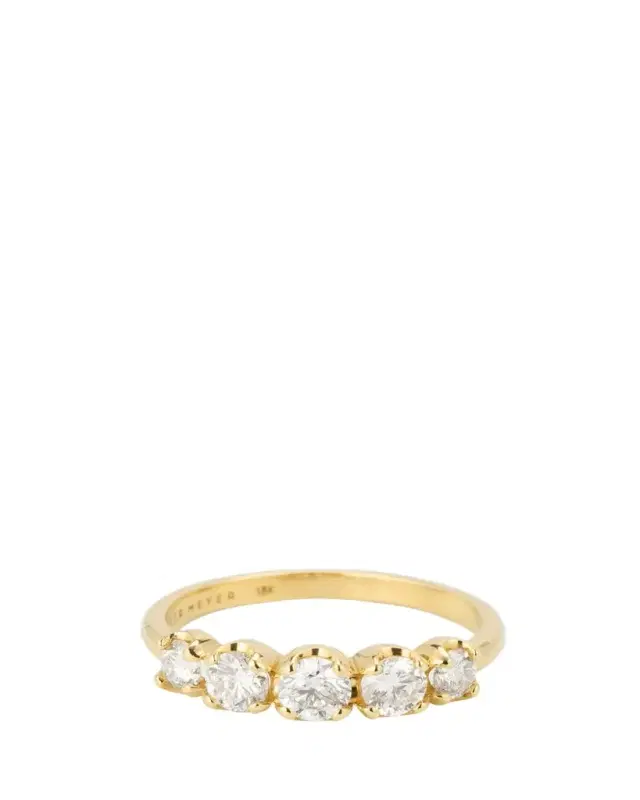 Jennifer Meyer Small Graduated Diamond Ring in 18K Yellow Gold, Size