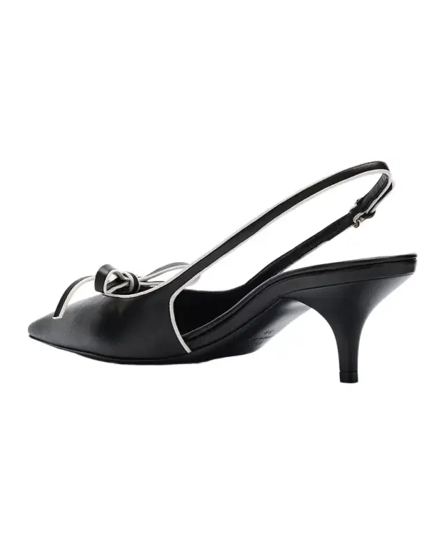 Nappa Leather Bow Slingback Pumps