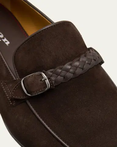 Kiton Men's Suede Braided Leather-Bit Loafers | Thumbnail 5