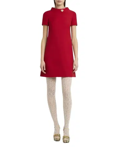 Valentino Garavani Crepe Couture Crystal Heart Mini Dress | Thumbnail 1 Valentino Garavani Crepe Couture Crystal Heart Mini Dress | Thumbnail 1