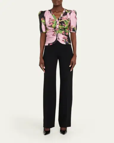 Libertine Monaco Pink London Terrace Ruched Silk Top | Thumbnail 3