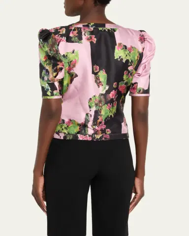 Libertine Monaco Pink London Terrace Ruched Silk Top | Thumbnail 4