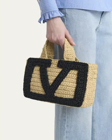 Valentino Garavani Viva Superstar Crochet Raffia Small Tote Bag | Thumbnail 2