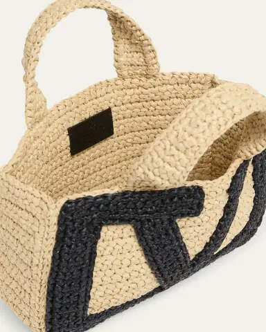 Valentino Garavani Viva Superstar Crochet Raffia Small Tote Bag | Thumbnail 4