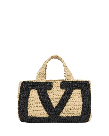 Valentino Garavani Viva Superstar Crochet Raffia Small Tote Bag | Thumbnail 1