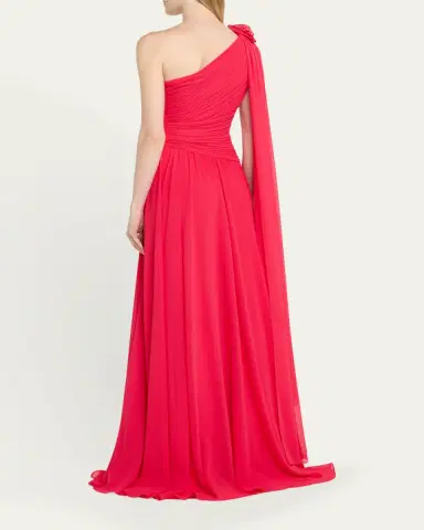 Rickie Freeman for Teri Jon Draped One-Shoulder Pleated Chiffon Gown | Thumbnail 3 Rickie Freeman for Teri Jon Draped One-Shoulder Pleated Chiffon Gown | Thumbnail 3