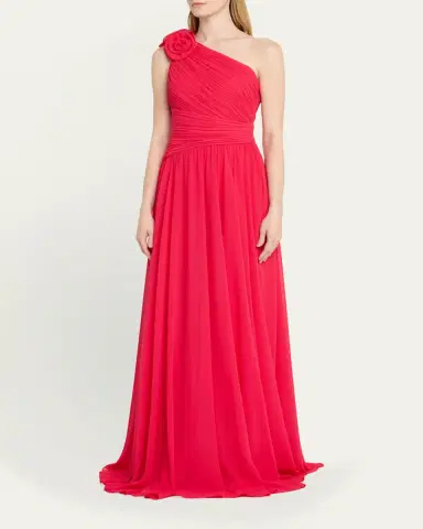 Rickie Freeman for Teri Jon Draped One-Shoulder Pleated Chiffon Gown | Thumbnail 4 Rickie Freeman for Teri Jon Draped One-Shoulder Pleated Chiffon Gown | Thumbnail 4