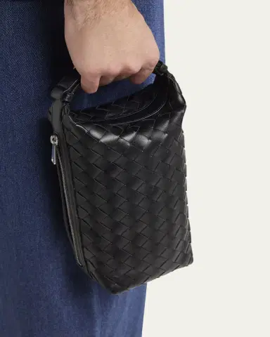 Bottega Veneta Men's Avenue Intrecciato 15 Leather Zip Pouch | Thumbnail 2 Bottega Veneta Men's Avenue Intrecciato 15 Leather Zip Pouch | Thumbnail 2