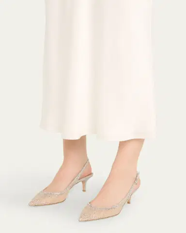 Gianvito Rossi Strass Organza Kitten-Heel Slingback Pumps | Thumbnail 2