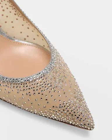 Gianvito Rossi Strass Organza Kitten-Heel Slingback Pumps | Thumbnail 11