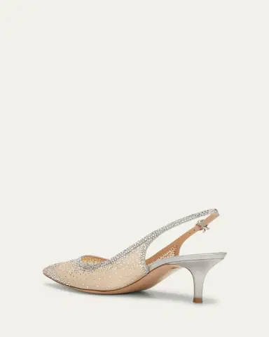 Gianvito Rossi Strass Organza Kitten-Heel Slingback Pumps | Thumbnail 4