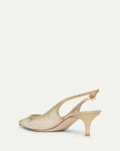 Gianvito Rossi Strass Organza Kitten-Heel Slingback Pumps | Thumbnail 6