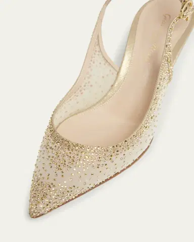 Gianvito Rossi Strass Organza Kitten-Heel Slingback Pumps | Thumbnail 7