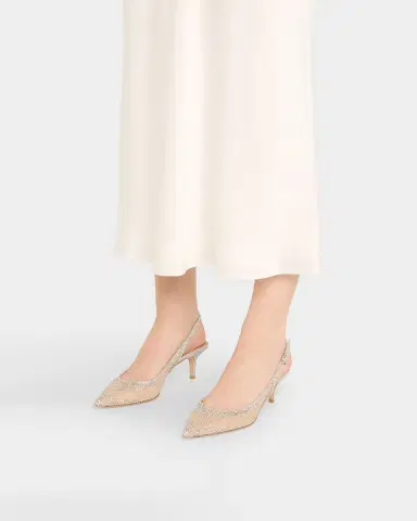Gianvito Rossi Strass Organza Kitten-Heel Slingback Pumps | Thumbnail 8