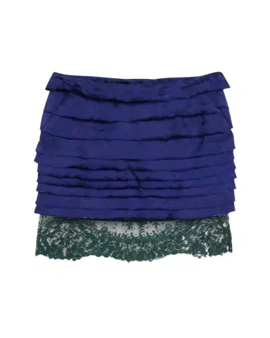 Saint Laurent Lace-Hem Ruffled Jacquard Mini Skirt | Thumbnail 1 Saint Laurent Lace-Hem Ruffled Jacquard Mini Skirt | Thumbnail 1