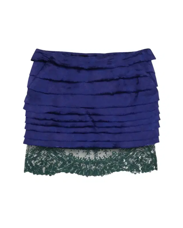 Lace-Hem Ruffled Jacquard Mini Skirt