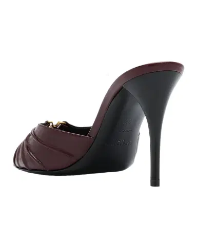 Saint Laurent Babylone YSL Ruched Leather Mule Sandals | Thumbnail 1 Saint Laurent Babylone YSL Ruched Leather Mule Sandals | Thumbnail 1