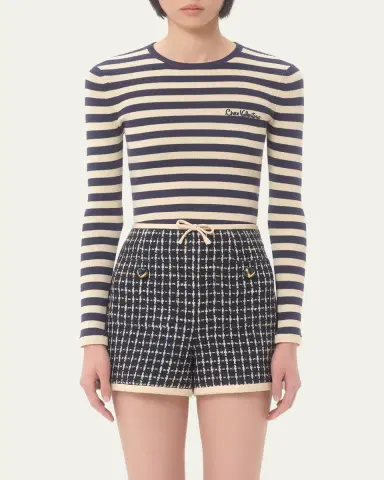 Valentino Garavani Chez Valentino Striped Knit Long-Sleeve Top | Thumbnail 4
