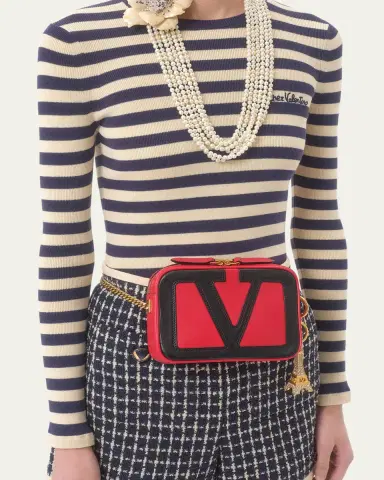 Valentino Garavani Chez Valentino Striped Knit Long-Sleeve Top | Thumbnail 5