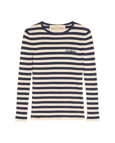 Valentino Garavani Chez Valentino Striped Knit Long-Sleeve Top | Thumbnail 1
