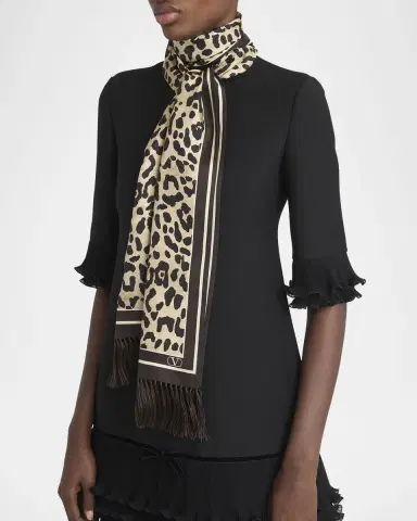 Valentino Garavani Animal Twill Fringe Scarf | Thumbnail 2