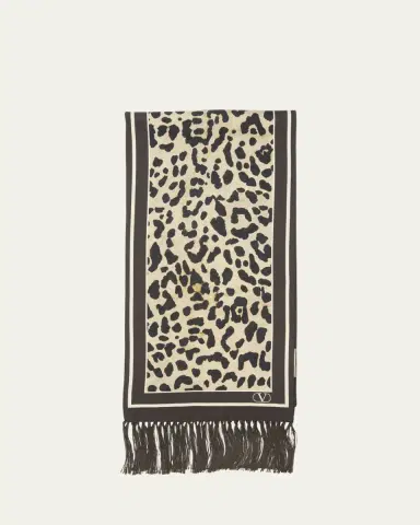Valentino Garavani Animal Twill Fringe Scarf | Thumbnail 4