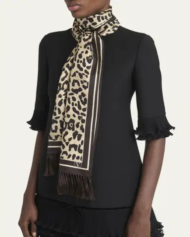 Valentino Garavani Animal Twill Fringe Scarf | Thumbnail 6