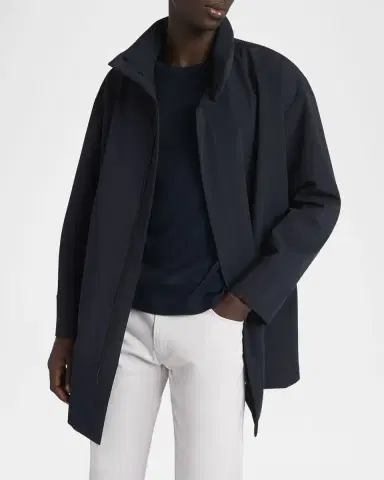 Giorgio Armani Men's Nylon Stretch Caban Coat | Thumbnail 4