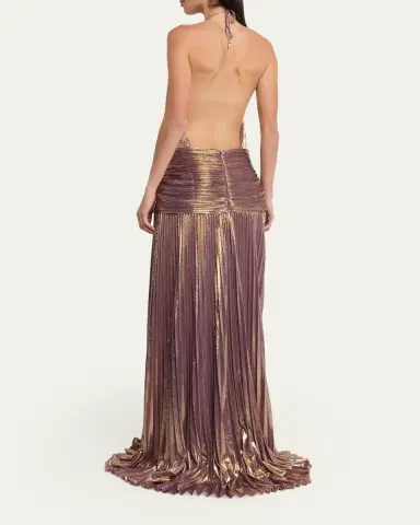 Retrofete Thalia Metallic Halter Gown | Thumbnail 7