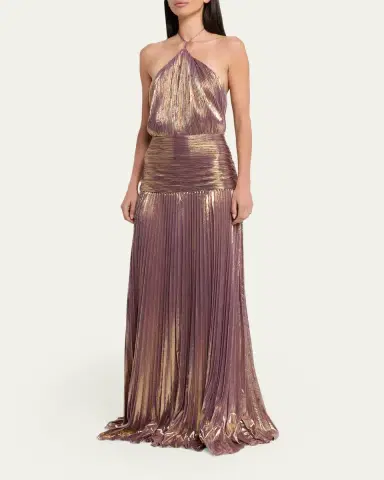 Retrofete Thalia Metallic Halter Gown | Thumbnail 8