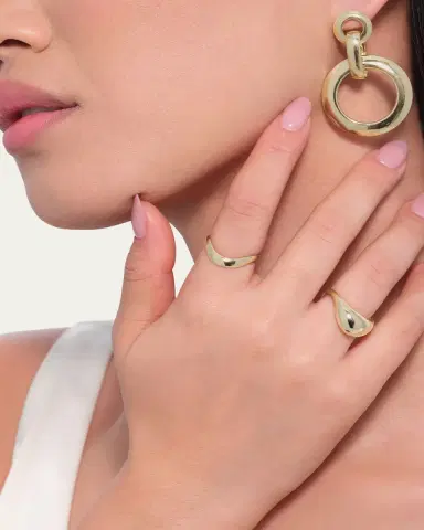 Lana 14K Gold Skinny Curved Bubble Ring | Thumbnail 2