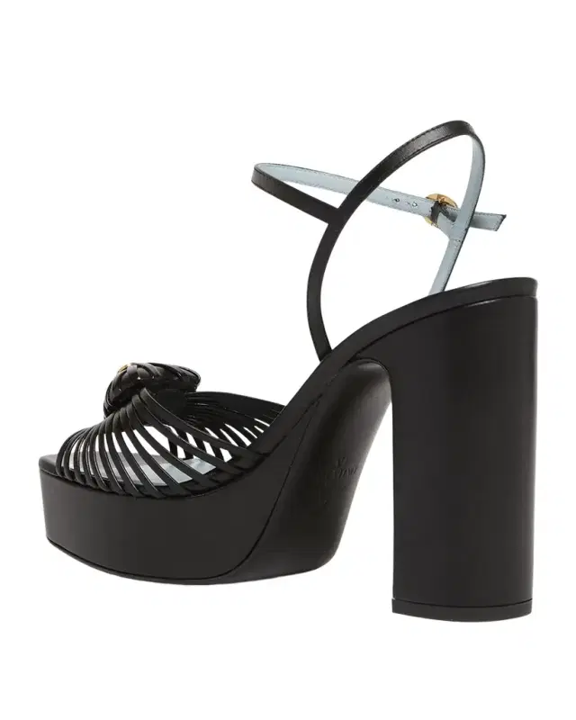 Valentino Garavani VLogo Royal Heart Leather Platform Sandals