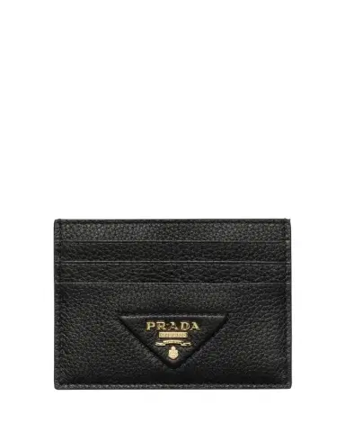 Prada Triangle Logo Leather Card Holder | Thumbnail 1