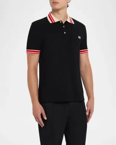 Valentino Garavani Men's Cotton VLogo-Pocket Polo Shirt | Thumbnail 3