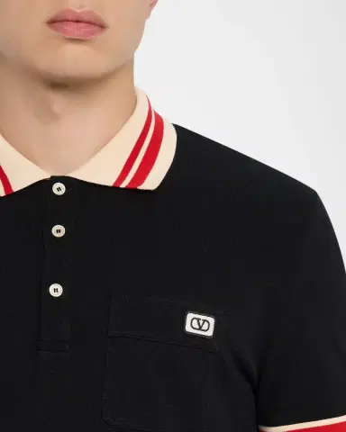 Valentino Garavani Men's Cotton VLogo-Pocket Polo Shirt | Thumbnail 4
