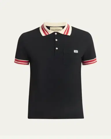 Valentino Garavani Men's Cotton VLogo-Pocket Polo Shirt | Thumbnail 5