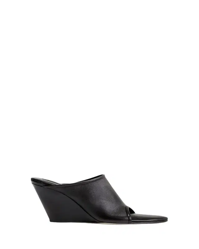 Christen Stretch Leather Wedge Slide Sandals