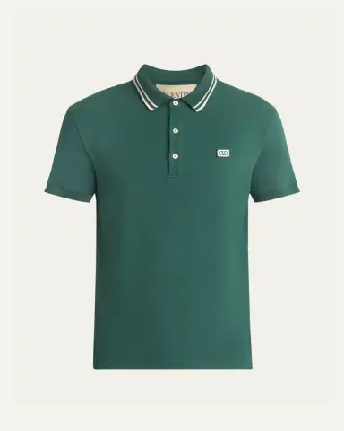 Valentino Garavani Men's VLogo-Patch Pique Polo Shirt | Thumbnail 5 Valentino Garavani Men's VLogo-Patch Pique Polo Shirt | Thumbnail 5