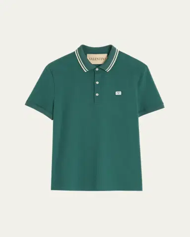 Valentino Garavani Men's VLogo-Patch Pique Polo Shirt | Thumbnail 10 Valentino Garavani Men's VLogo-Patch Pique Polo Shirt | Thumbnail 10