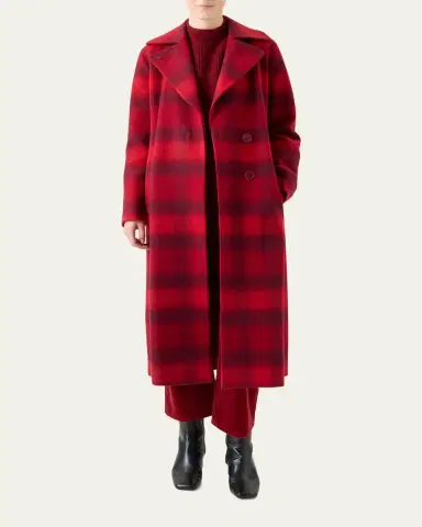 Akris punto Blur Check Belted Double-Breasted Coat | Thumbnail 2 Akris punto Blur Check Belted Double-Breasted Coat | Thumbnail 2