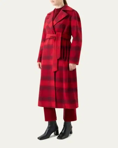 Akris punto Blur Check Belted Double-Breasted Coat | Thumbnail 4 Akris punto Blur Check Belted Double-Breasted Coat | Thumbnail 4