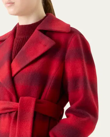 Akris punto Blur Check Belted Double-Breasted Coat | Thumbnail 5 Akris punto Blur Check Belted Double-Breasted Coat | Thumbnail 5