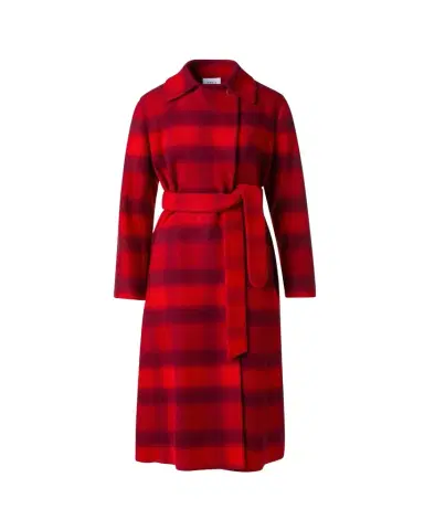 Akris punto Blur Check Belted Double-Breasted Coat | Thumbnail 1 Akris punto Blur Check Belted Double-Breasted Coat | Thumbnail 1