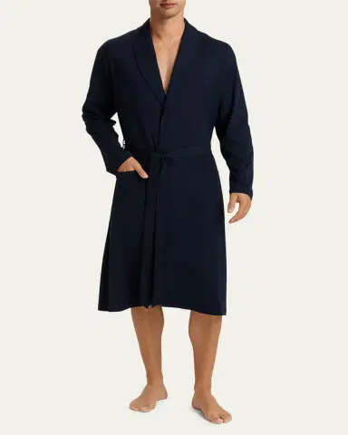 Hanro Men's Night Day Interlock Cotton Robe | Thumbnail 2