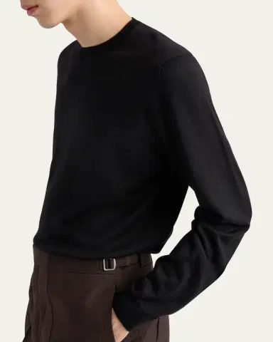 Prada Men's Silk-Cashmere Crew Sweater | Thumbnail 2