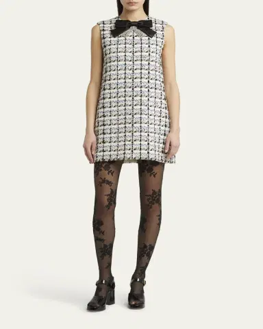 Valentino Garavani Bow-Embellished Sequin Tweed Mini Dress | Thumbnail 2 Valentino Garavani Bow-Embellished Sequin Tweed Mini Dress | Thumbnail 2