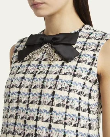 Valentino Garavani Bow-Embellished Sequin Tweed Mini Dress | Thumbnail 5 Valentino Garavani Bow-Embellished Sequin Tweed Mini Dress | Thumbnail 5