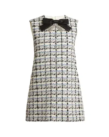 Valentino Garavani Bow-Embellished Sequin Tweed Mini Dress | Thumbnail 1 Valentino Garavani Bow-Embellished Sequin Tweed Mini Dress | Thumbnail 1